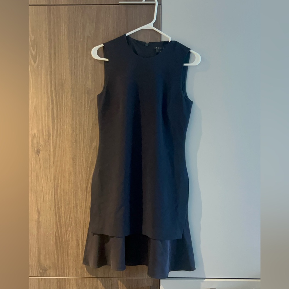 Theory Navy One-piece Ruffle Dress